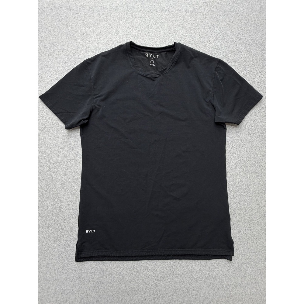 BYLT Lux Shirt Mens Large Black Short Sleeve Crewneck Stretch Soft Tee